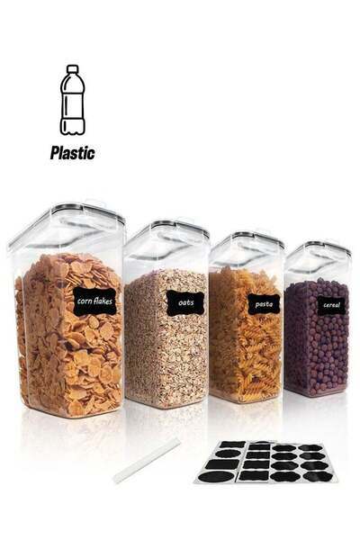 RollsTimi 4-Piece Rice And Grain Storage Box,Airtight Food Storage Tank,Clear