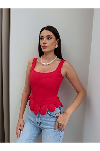 ESRAHELVACI Fermuar Detaylı Korse Bluz