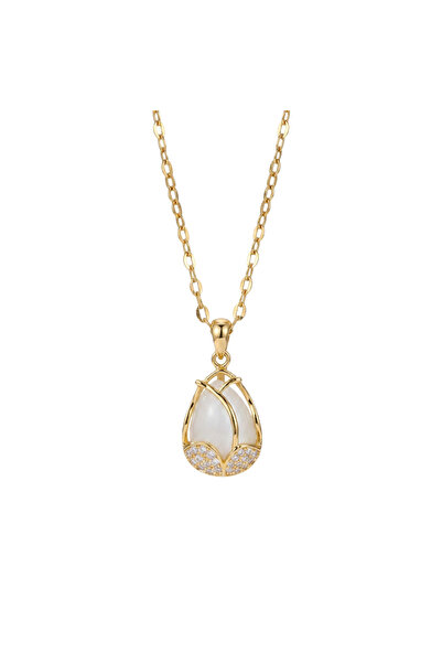 Black Season Tulip Opal Gold Plated Necklace