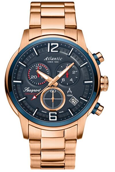 Atlantic Ceas bărbătesc 87466.44.55, aur roz — ceas sport pentru înot.