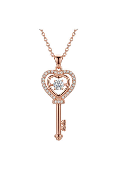 Black Season Zircon Key Pendant Gold Plated