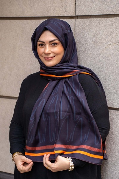 Şarba VENA PAMUK İPEK ŞAL - LACİVERT - 70X200
