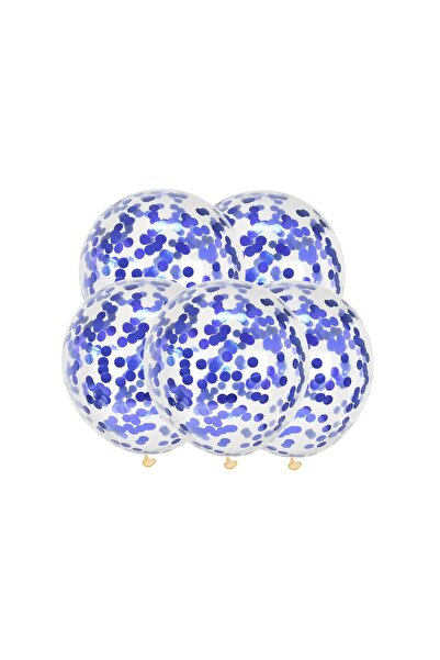 MP Mirific Party Set de 5 baloane transparente cu confetti albastru, 35 cm
