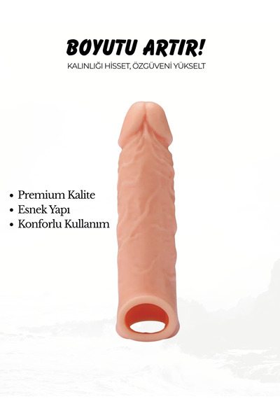Night Blue Erotic Shop 16.5 CM REALİSTİK PENİS KILIFI 2.5 CM UZATMALI DESTEKLİ ULTRA YUMUŞAK PENİS KILIFI