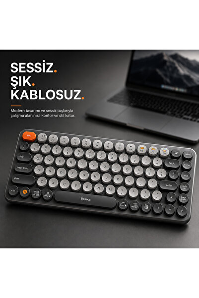 VELKAR Kablosuz Bluetooth Klavye Sessiz Tuşlu Çoklu Bağlantı İnce Tasarım