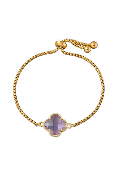 Black Season Colorful Zircon Four-Leaf Clover Bracelet - 16 cm Length