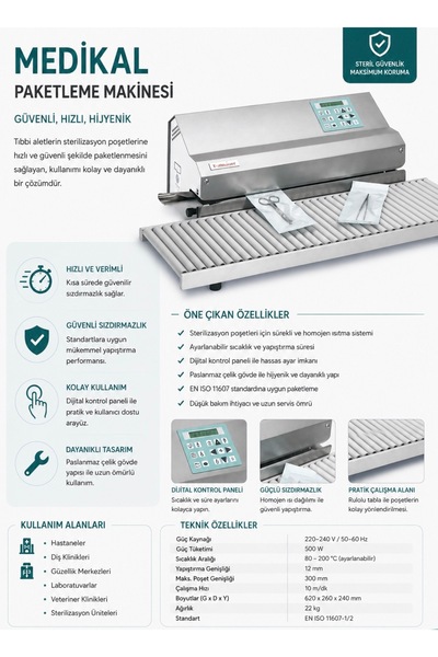 4A Medical Hawo Medikal Sterilizasyon Paketleme Makinesi Yazıcılı HM800-DC