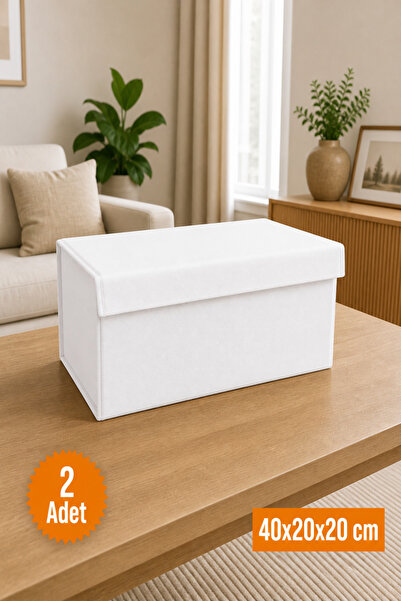 Emma Oliwia 2 Pieces White Closet Organizer with Lid, Foldable Clothing Stora...