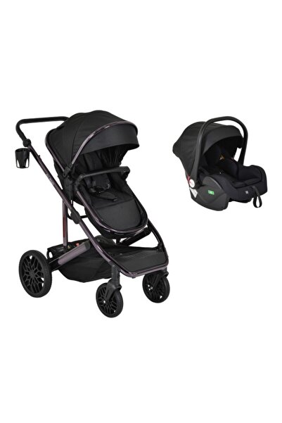 Moni Cărucior All Road 2 în 1 Black, Scaun Auto i-Size Inclus, Cadru Aluminiu...