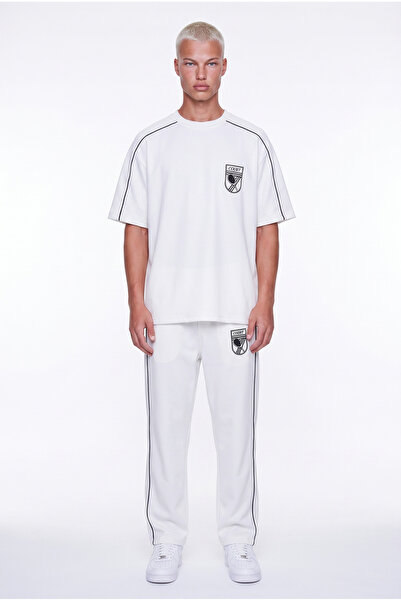Respire Men's Court Printed Regular Fit Tracksuit Set Ecru