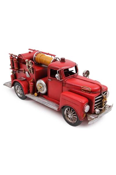 Dünyadan Hediyeler Decorative Retro Vintage Metal Fire Truck 41cm