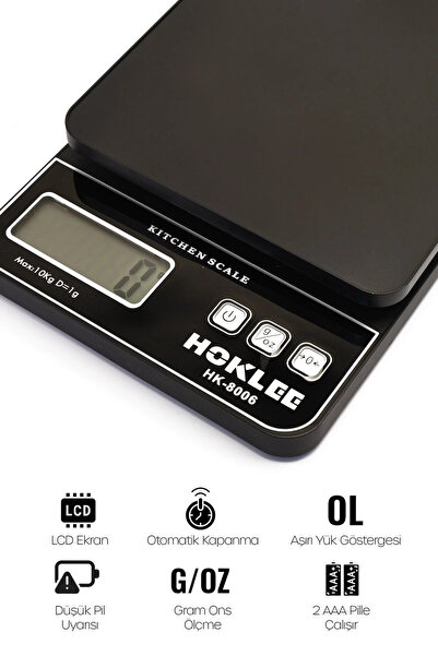 Ozsport 10 Kg Hassas Dijital Mutfak Tartısı - Terazisi Dara Fonksiyonlu Ekranlı Dayanıklı Hassas Mutfak Tartısı Pil Hediyeli