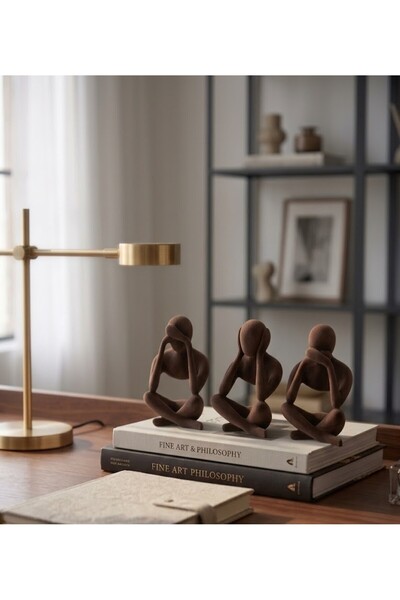 No12 Studio Modern Dekoratif 3'lü Minimalist Soyut İnsan Figürü Biblo Seti