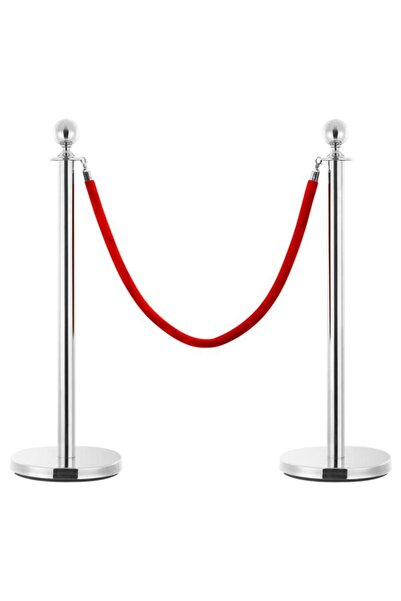 vidaxl Set de bariere VIP, 3 piese, argintiu, din oțel inoxidabil