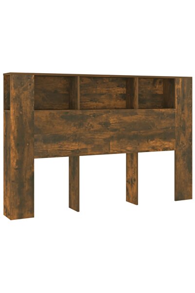 vidaxl Tăblie de pat cu dulap, stejar afumat, 160x18,5x104,5 cm