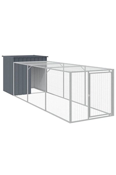 vidaxl Coteț de găini cu incintă antracit 110 x 405 x 110 cm din oțel galvanizat