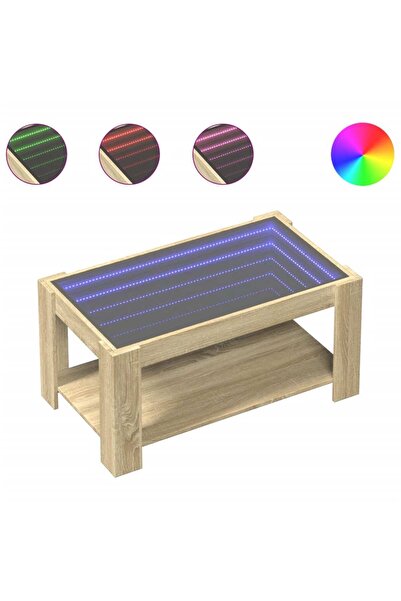 vidaxl Măsuță de cafea cu LED stejar sonoma 93x53x45 cm lemn prelucrat