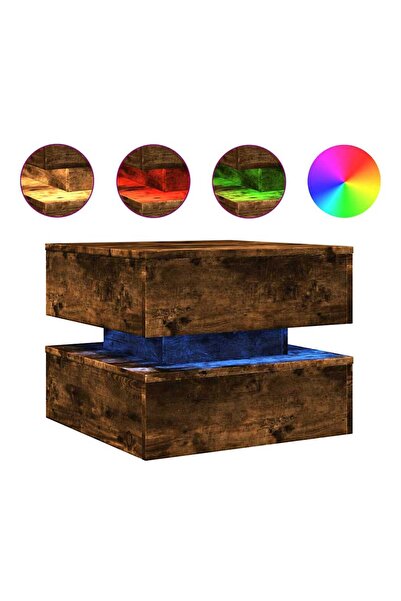 vidaxl Măsuță de cafea cu lumini LED, stejar fumuriu, 50x50x40 cm