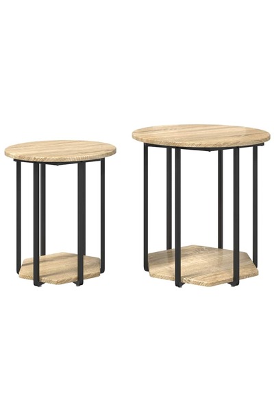 vidaxl Set măsuțe laterale cu raft 2 pcs Maro
