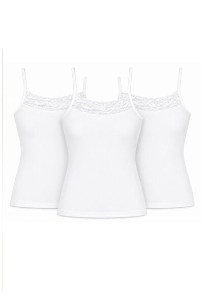 CHARM Yıldız 3-Pack Women's Lycra Lace Undershirt, Flexible Cotton, Stylish C...