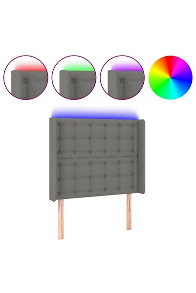 vidaxl Tăblie de pat cu LED, gri închis, 93x16x118/128 cm, textil