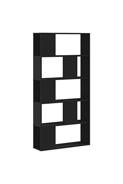 vidaxl Bibliotecă cu 5 niveluri negru 80,5x23,5x162,5cm lemn prelucrat