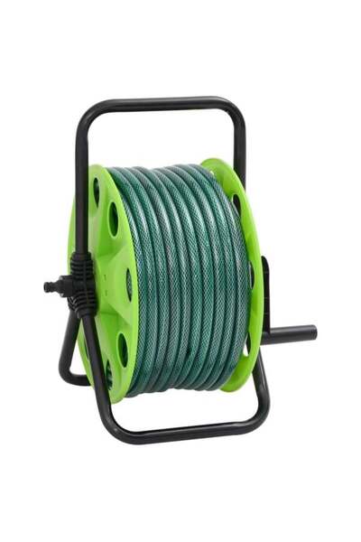vidaxl Tambur de furtun autoportant, verde, cu furtun PVC de 30 m