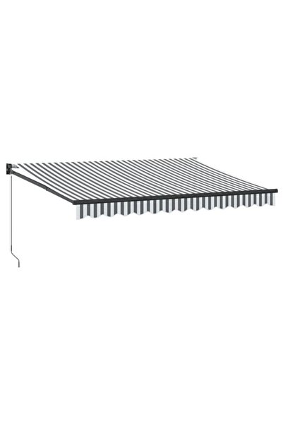vidaxl Copertină retractabilă antracit/alb, 3,5 x 2,5 m, textil/aluminiu