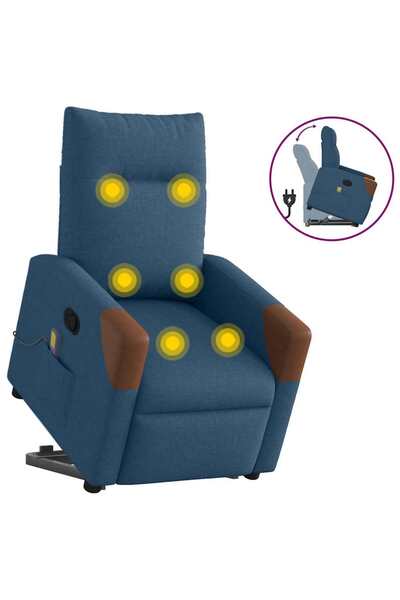 vidaxl Fotoliu de masaj rabatabil cu ridicare, albastru, textil