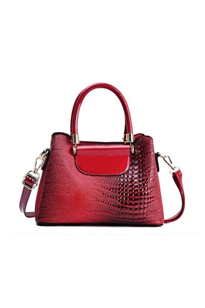 GIDA-CRIS Geantă elegantă de damă, cu aspect de piele de crocodil GC273, roși...