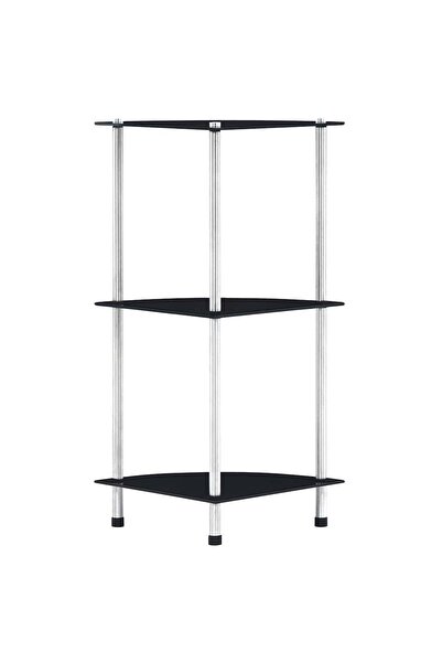 vidaxl Raft cu 3 niveluri, negru, 30 x 30 x 67 cm, sticlă securizată