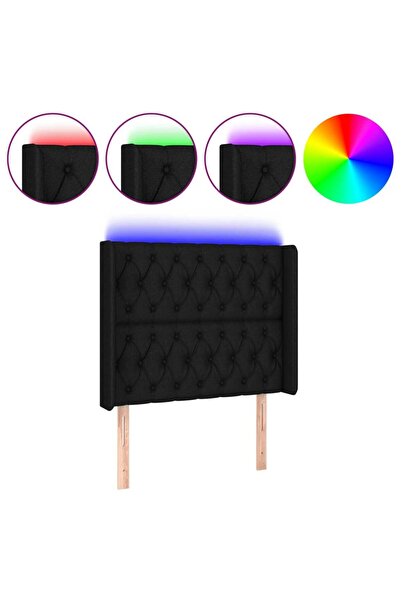 vidaxl Tăblie de pat cu LED, negru, 103x16x118/128 cm, textil