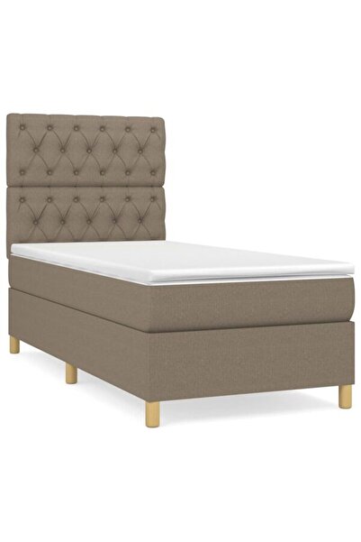 vidaxl Pat boxspring cu saltea, gri taupe, 80 x 200 cm, textil