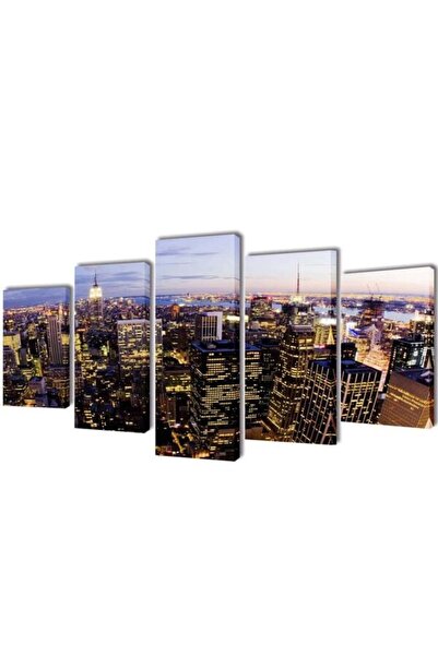 vidaxl Set de tablouri imprimate pe pânză cu orizont panoramic de New York, 2...