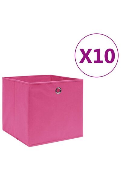 vidaxl Cutii de depozitare, 10 buc., roz, 28 x 28 x 28 cm, material nețesut