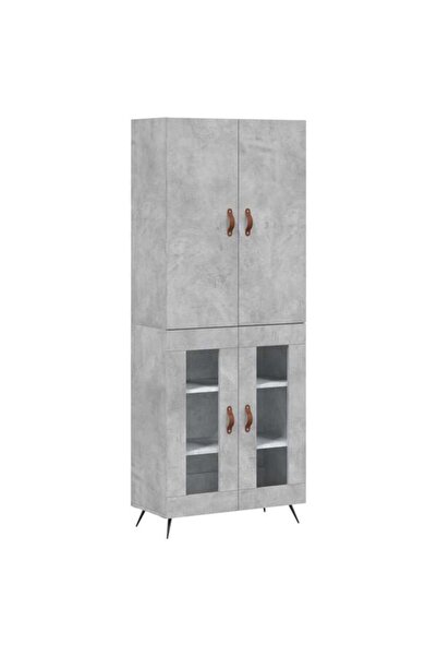 vidaxl Dulap înalt, gri beton, 69,5 x 34 x 180, lemn prelucrat