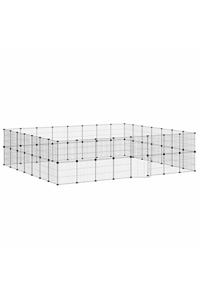 vidaxl Cușcă pentru animale de companie cu ușă, 60 de panouri, neagră, 35 x 3...