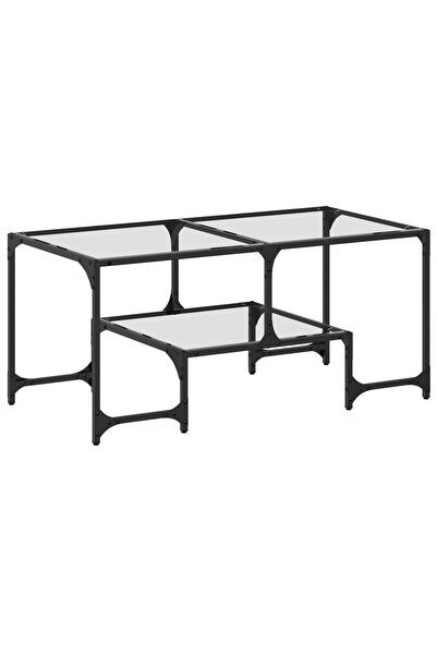 vidaxl Măsuță de cafea cu blat sticlă transparentă 98,5x50x45 cm oțel