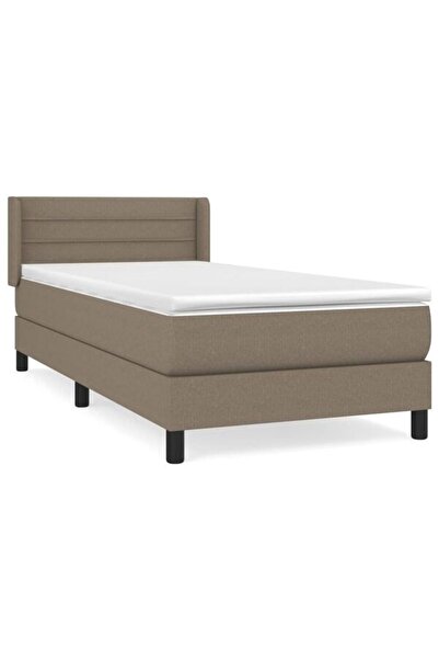 vidaxl Pat boxspring cu saltea, gri taupe, 80 x 200 cm, textil