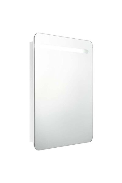 vidaxl Dulap cu oglindă pentru baie cu LED, alb lucios, 60 x 11 x 80 cm