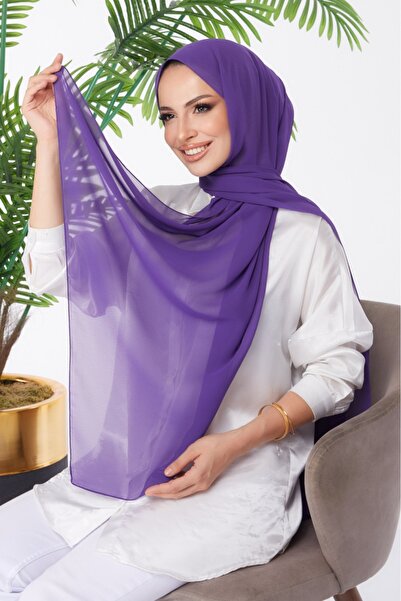 AUXIN Şifon Eşarp Düz Renk Tesettür Başörtüsü Şal 70x200 cm
