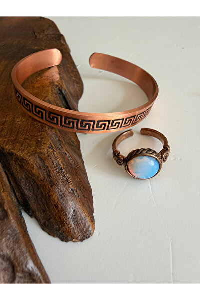 Rupen Kraft 100% Pure Copper Bracelet and Ring Combination with Natural Opal ...