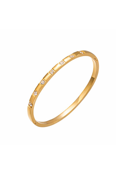 Pursehuit Brățară tip bangle, auriu, din oțel inoxidabil, placată cu aur de 1...
