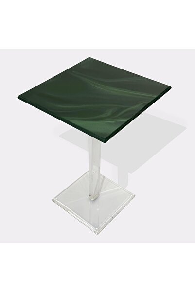 horoof home ® Modern Square Marble Table with Acrylic Pedestal Base - Emerald...