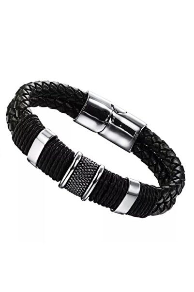 OEM Brățară împletită pentru bărbați, cu accesorii și închizătoare din oțel i...