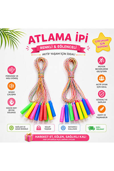 PRIMENEST 1 Adet Kids Çocuk Jump Rope Atlama İpi Renkli Tasarım Fitness Spor ...