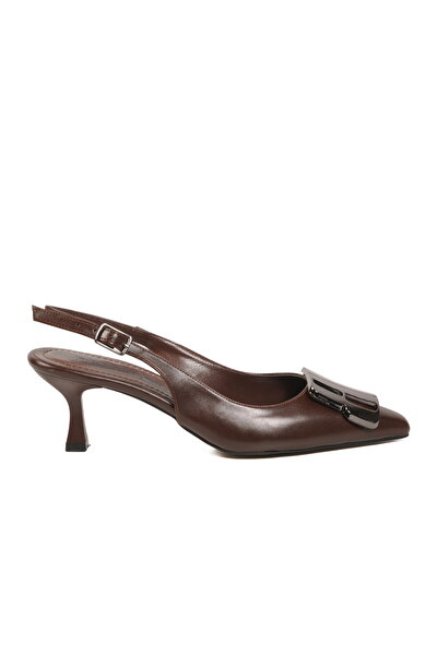 FLORİN Brown Thin Short Heeled Women's Evening Dress Shoes 26751 Z