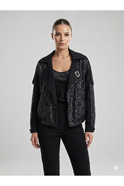 centilmen My312 Women's Black Sequined Jacket 7717