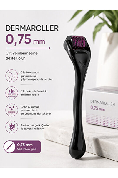 PYCOS COSMETICS ديرما رولر 0.75 مم 540 تيتانيوم ميكرو إبر للعناية بالبشرة وال...