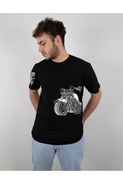 Krays Moto Is Life Sleeve Printed T-Shirt Motorcycle Patterned Regular Fit 10...